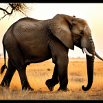 **

"A majestic African elephant, fully clothed in its natural skin, stands in the golden light of sunset in Hwange National Park, Zimbabwe.  Appropriate content, safe for work. The elephant is surrounded by dry grasslands and acacia trees.  Professional photography, perfect anatomy, correct proportions, well-formed tusks, natural pose, warm color palette, family-friendly."

**