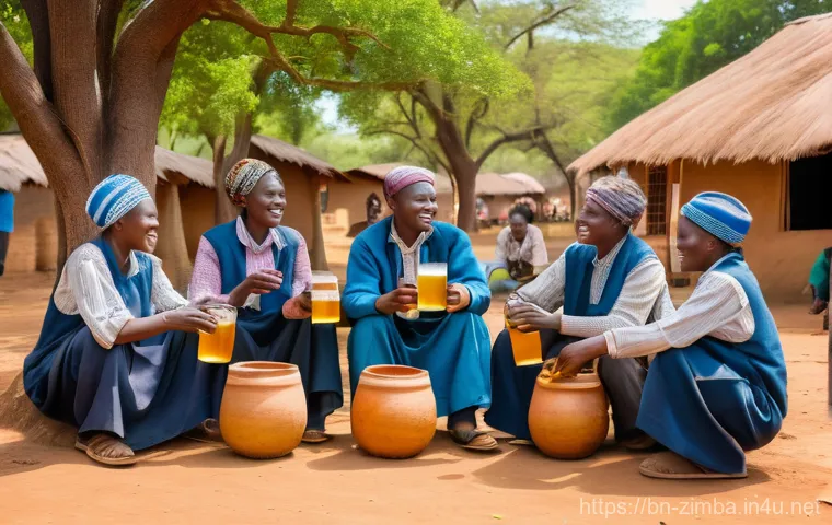 짐바브웨의 인기 맥주 브랜드 - Prompt 1: The Heart of Chibuku - A Traditional Zimbabwean Gathering**
