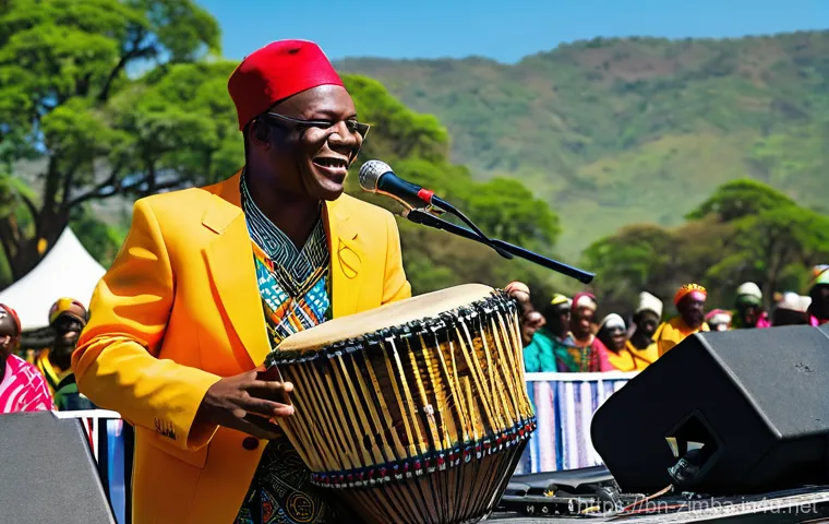 짐바브웨 음악 차트 1위 곡 - **Vibrant Zimbabwean Music Festival:** A charismatic Zimbabwean male musician, reminiscent of Mambo ...