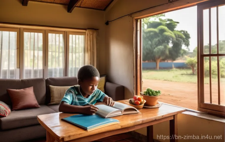 짐바브웨 생활 물가 비교 - **Prompt:** A cozy and well-maintained living room inside a three-bedroom cottage or a standard apar...