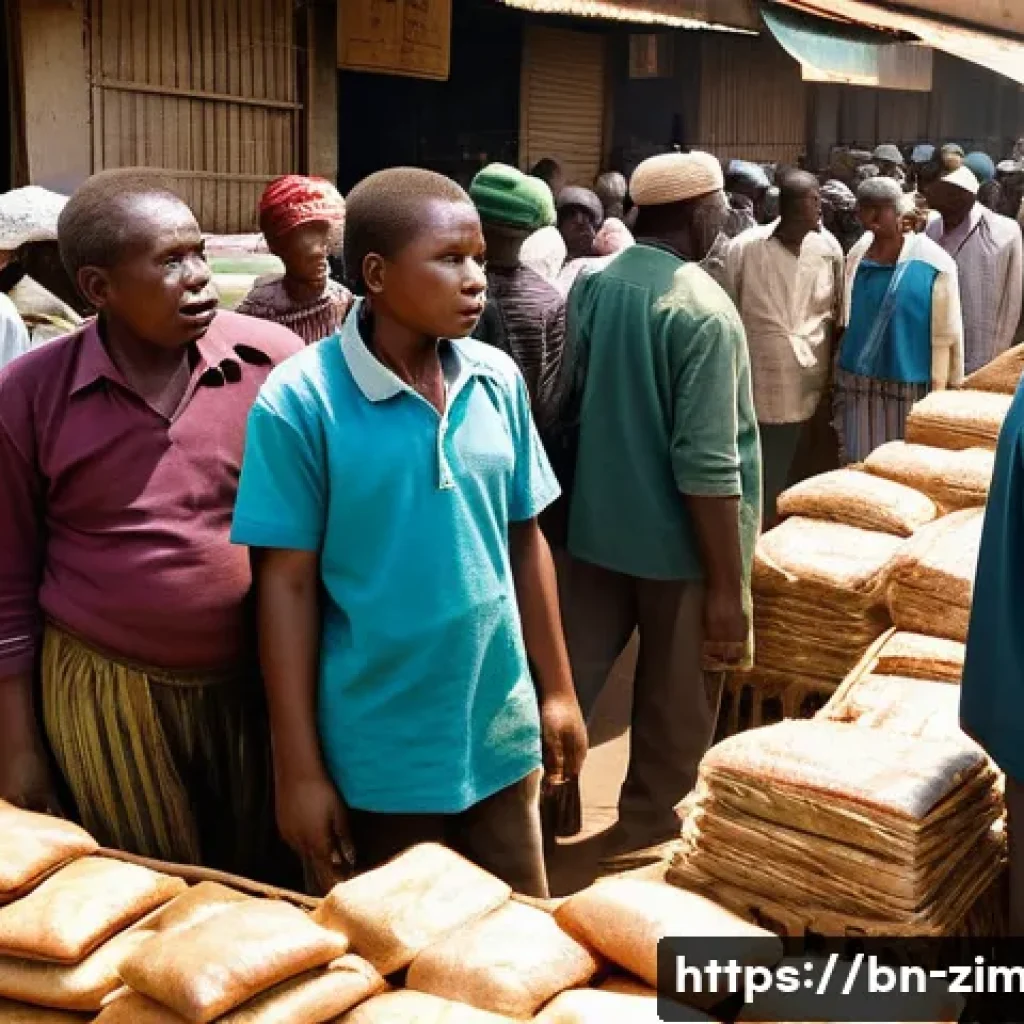 짐바브웨 달러와 미국 달러 사용법 - **Prompt 1: The Weight of Worthless Currency**
    A bustling outdoor market scene in Harare, Zimbab...